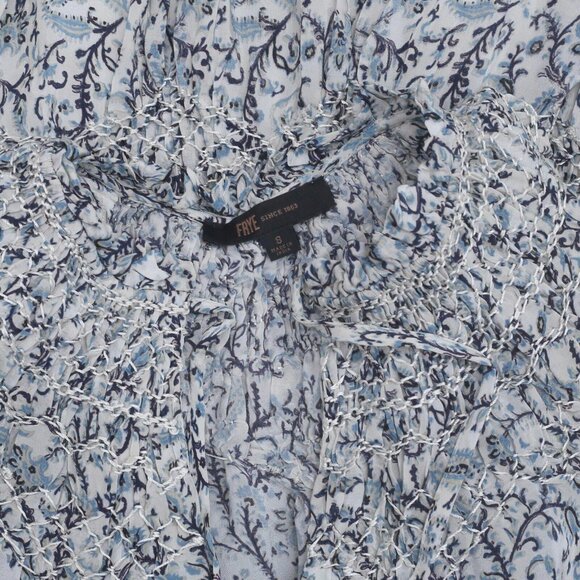 FRYE x Anthropologie Cara Mini Dress Smocked Flare Printed Beach Resort S - Picture 6 of 6